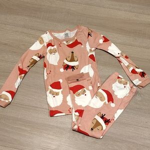 Carter's Festive Santa and Reindeer Kids Pajama Set - Pink